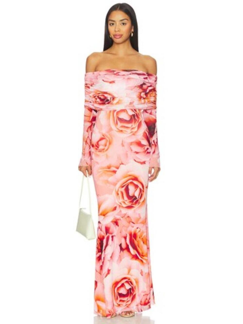 AFRM Thelma Dress in Peach Roses